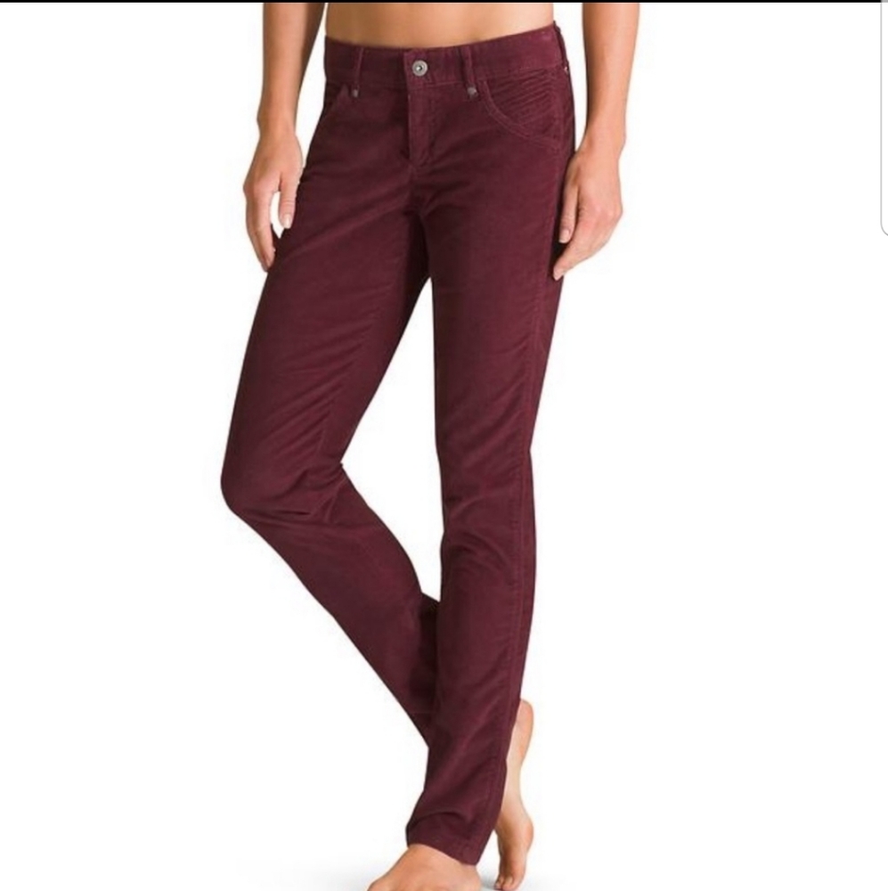 Athleta Solid Slim Corduroy Pants Cherrywood Red - image 2